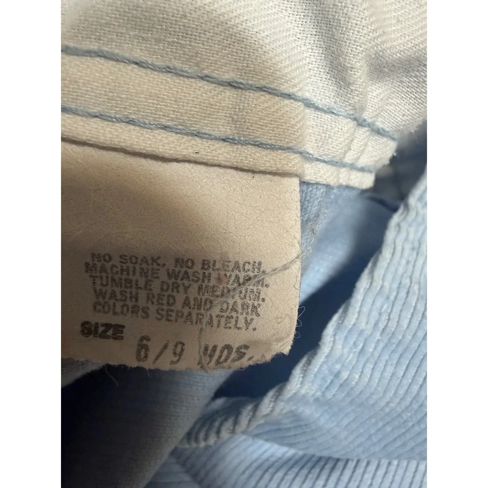 Vintage OshKosh Bgosh Light Blue Corduroy Footed Overalls Baby 6-9 Months USA